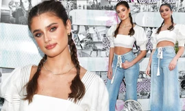 Thiên thần nội y Taylor Hill khoe chân dài, eo thon với quần ống sớ