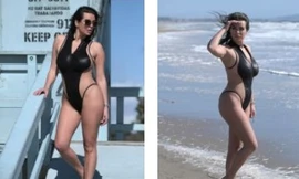 Người mẫu ngoại cỡ Ý khoe dáng phồn thực, nóng 'bỏng mắt' với áo tắm