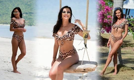 Hoa hậu Anh Shelby Tribble gợi cảm với bikini da báo