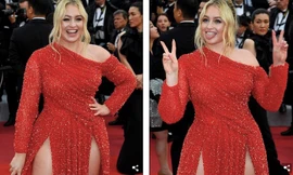 Siêu mẫu ngoại cỡ Iskra Lawrence diện đầm xẻ cao 'bất tận' trên thảm đỏ Cannes