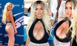 Choáng với cách khoe vòng 1 'siêu khủng' quá phản cảm của Lindsey Pelas