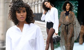 Siêu mẫu nội y Cindy Bruna ra phố sành điệu, chân thon dài 'mê mải'