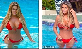 Hình ảnh nàng mẫu sinh năm 1986 khoe dáng bên bể bơi với áo tắm 2 mảnh bé xíu khiến cánh mày râu phải "chao đảo".