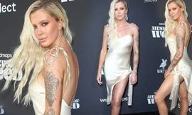 Người mẫu 9x mặc váy lụa mỏng 2 dây, không áo ngực đi sự kiện gây tranh cãi