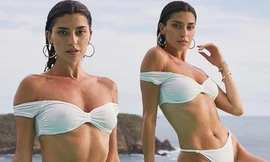 Nàng mẫu phô đường cong thể hình như tạc tươgj với bikini màu trắng siêu gợi cảm.