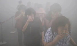 Diễn tập dân sự tại Hàn Quốc. Ảnh:Reuters