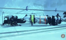 Chiếc tàu ngầm mini mà tỷ phú Elon Musk mang đến Thái Lan thử nghiệm cứu hộ, nhưng không được sử dụng. 