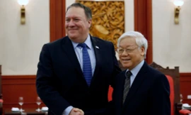 Tổng Bí thư Nguyễn Phú Trọng đã tiếp xã giao Ngoại trưởng Mỹ Mike Pompeo. Ảnh: Reuters. 