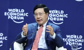 Phó Thủ tướng, Bộ trưởng Bộ Ngoại giao Việt Nam Phạm Bình Minh phát biểu tại hội thảo. Ảnh: Quang Vinh