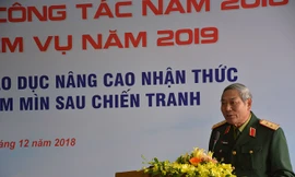 Trung tướng Nguyễn Đức Soát, Anh hùng lực lượng vũ trang, Chủ tịch Hội Hội Hỗ trợ khắc phục hậu quả bom mìn Việt Nam. Ảnh: L.A