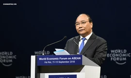 Thủ tướng Nguyễn Xuân Phúc phát biểu khai mạc WEF ASEAN 2018. Ảnh: VGP