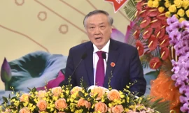 Ông Nguyễn Hòa Bình, Bí thư Trung ương Đảng, Chánh án Tòa án nhân dân tối cao phát biểu tại Đại hội. Ảnh: Báo Bà Rịa - Vũng Tàu