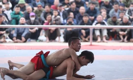 Người dân vây kín sới vật ở Hoài Đức (Hà Nội)