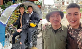Hậu trường 'Chồng cũ vợ cũ người yêu cũ': NSƯT Quang Thắng cùng 'con trai' cưỡi xe máy cực chất