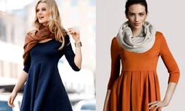 Đầm trơn xếp ly - kiểu váy thu gây 'sốt'