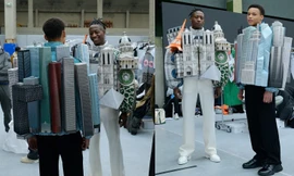 Áo khoác in hình cả công trình kiến trúc 'to sù sụ'