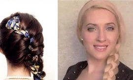 Tết tóc với khăn cực đơn giản