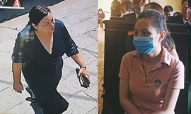 Nữ chủ mưu vụ truy sát Quân 'xa lộ' trước thời điểm xảy ra vụ án và tại phiên tòa.