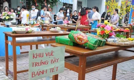Thầy cô, học sinh Cần Thơ cùng 'tranh tài' gói bánh tét đón Tết