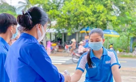 Thí sinh tại An Giang thi tốt nghiệp THPT 2021 đợt 1. Ảnh Sở GD&ĐT An Giang