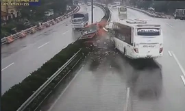 Hình ảnh vụ tai nạn do camera giao thông trên tuyến Pháp Vân - Cầu Giẽ ghi lại