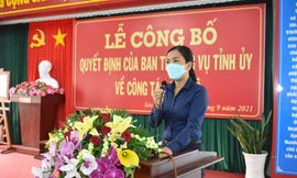 Tân Bí thư Tỉnh đoàn Sóc Trăng Triệu Thị Ngọc Diễm phát biểu