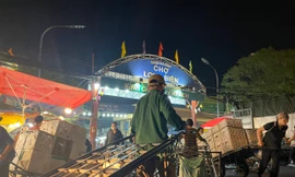 Áo cộc, chân trần 'kiếm Tết' trong đêm ở chợ hoa quả lớn nhất Hà Nội 