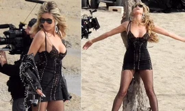 ‘Nóng mặt’ với chiếc váy ngắn cũn, phô gần hết vòng một của Heidi Klum