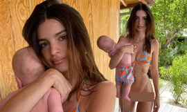 Khoe hình thể ‘bốc lửa’, Emily Ratajkowski bị chỉ trích vì bế con vô cảm như búp bê