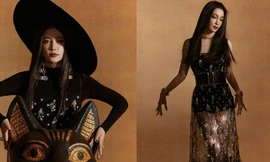 Lý Băng Băng mặc váy xuyên thấu, đi tất lưới khoe chân dài cực phẩm