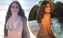 Elizabeth Hurley mặc bikini bé xíu, khoe hình thể đáng ngưỡng mộ tuổi U60