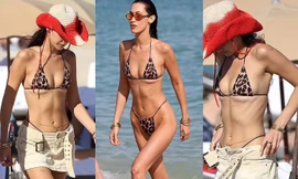 Bella Hadid thả dáng sexy với bikini bé xíu sau màn hóa phù dâu dịu dàng