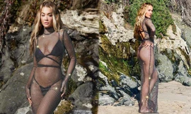 Rita Ora mặc váy lưới ‘có như không’ khoe đường cong rực lửa với bikini bé xíu