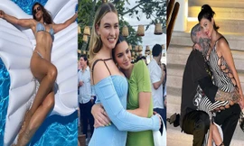 Sao Hollywood: Elizabeth Hurley nuột hơn gái 20, chị cả nhà Kardashian âu yếm tình mới