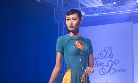 Mai Giang lần đầu diễn catwalk với áo dài
