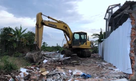 Cảnh giải tỏa, bàn giao mặt bằng triển khai dự án trên phần đất nhà ông Nguyễn Tiến Hải