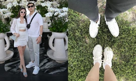 "Cô dâu hào môn" Midu chuộng giày giá bình dân khi đi du lịch cùng chồng 