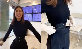 Cô gái Việt gây 'sốc' với vòng eo 46 cm bé như sắp gãy, Ngọc Trinh cũng phải cúi gập người