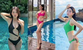 Hoa hậu Đỗ Thị Hà, Lương Thùy Linh, Tiểu Vy đọ dáng 'cực gắt' với bikini cắt khoét hiểm hóc