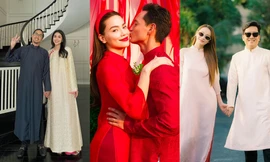 Các cặp đôi showbiz diện áo dài: Vợ chồng Hà Tăng tuy giản đơn mà vẫn đồng điệu