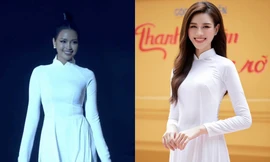 Cùng khoe dáng với áo dài trắng, Đỗ Thị Hà hơn hẳn Ngọc Châu, Nam Em ở một điểm