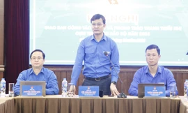 Anh Bùi Quang Huy - Ủy viên dự khuyết T.Ư Đảng, Bí thư thứ nhất T.Ư Đoàn kết luận hội nghị. Ảnh: Nguyễn Thắng.
