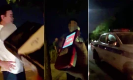 Cảnh sát Giao thông kiểm tra nồng độ cồn đối với Lê Ngọc.