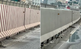 Sau 2 năm thông xe, đường Vành đai 2 trên cao 'ngập' rác thải, bùn đất