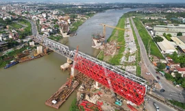 Tiến độ cầu đường sắt mới vượt sông Đuống