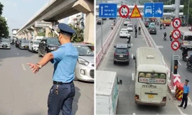 Hà Nội tách dòng ô tô, xe máy bằng dải phân cách cứng trên đường Phạm Văn Đồng và Võ Chí Công