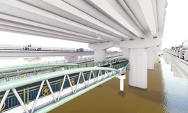 Thiết kế cầu vòm sắt dành cho xe máy vượt hồ Linh Đàm.