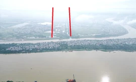 Hiện trường dự án cầu Tứ Liên phía nội thành vẫn 'nằm yên'