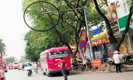 Xe khách vi phạm trên đường Kim Đồng mặc dù bên trên có hệ thống camera xử phạt xe vi phạm. Ảnh: A.Trọng