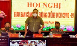 Trung tướng Nguyễn Hải Trung, Giám đốc Công an TP Hà Nội, phát biểu chỉ đạo tại hội nghị.